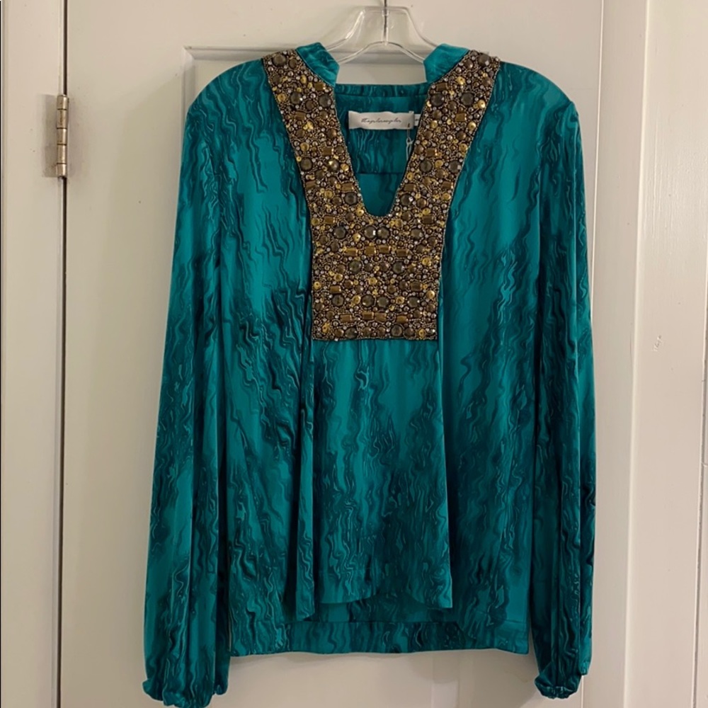 Beaded green top by Tbags LA